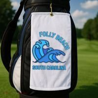 Folly Beach South Carolina Pocket Wave Souvenir Golf Towel thumb 2