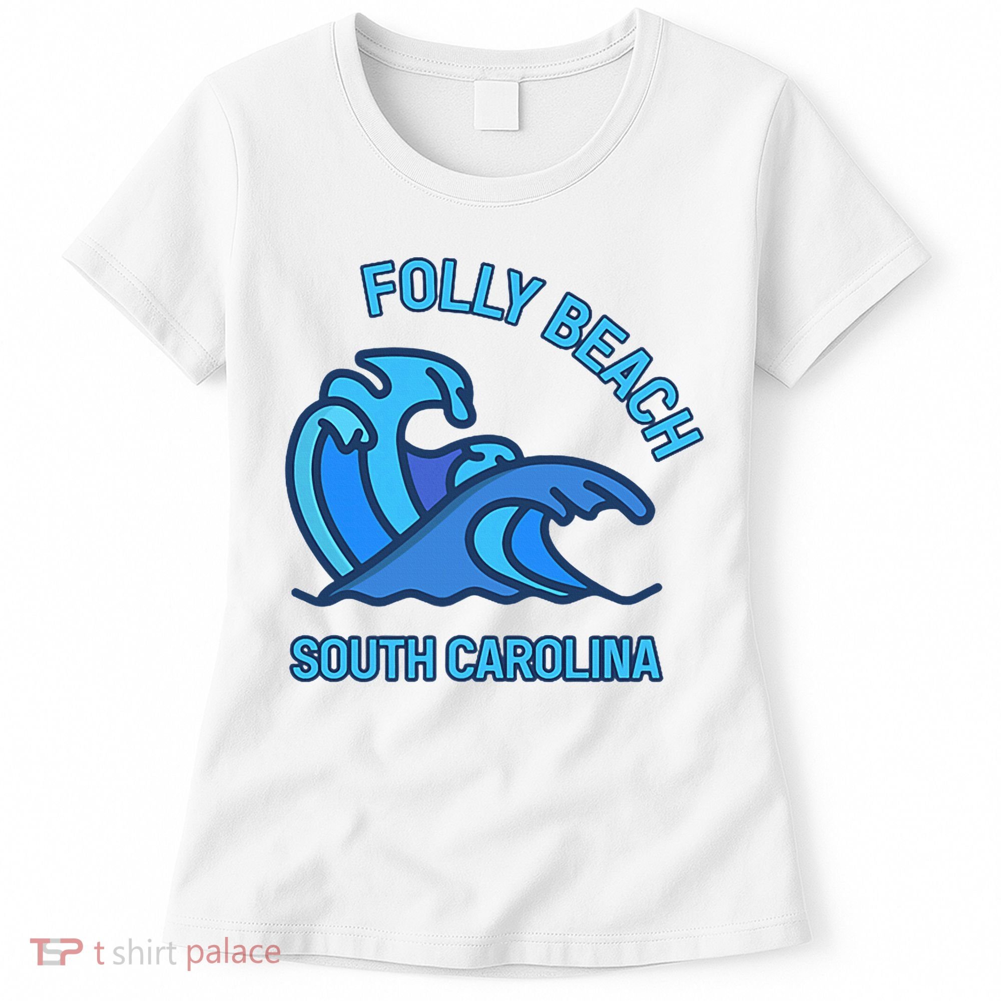 Folly Beach South Carolina Pocket Wave Souvenir Women's T-Shirt