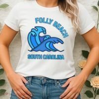 Folly Beach South Carolina Pocket Wave Souvenir Women's T-Shirt thumb 2