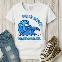 Folly Beach South Carolina Pocket Wave Souvenir Women's T-Shirt thumb 3