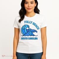 Folly Beach South Carolina Pocket Wave Souvenir Women's T-Shirt thumb 4