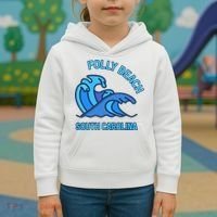 Folly Beach South Carolina Pocket Wave Souvenir Kids Hoodie thumb 3