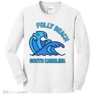 Folly Beach South Carolina Pocket Wave Souvenir Kids Long Sleeve Shirt thumb 0