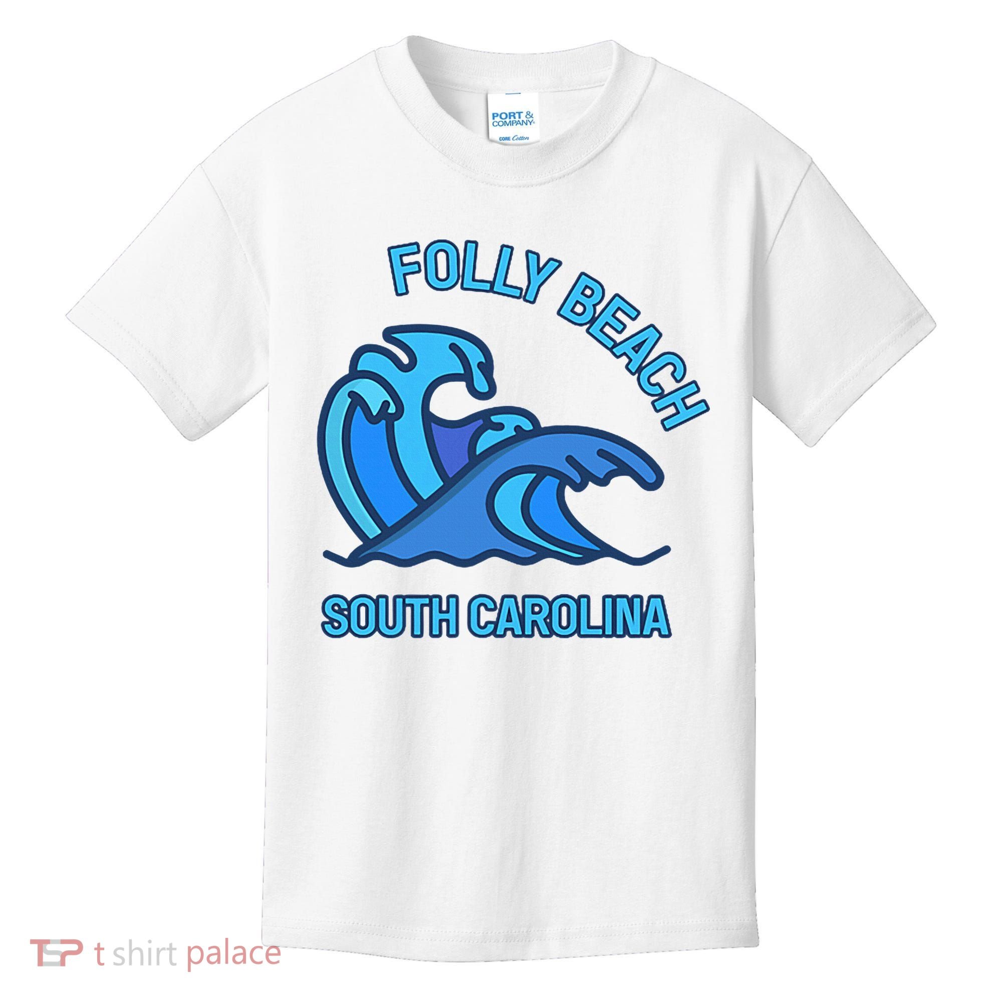 Folly Beach South Carolina Pocket Wave Souvenir Kids T-Shirt