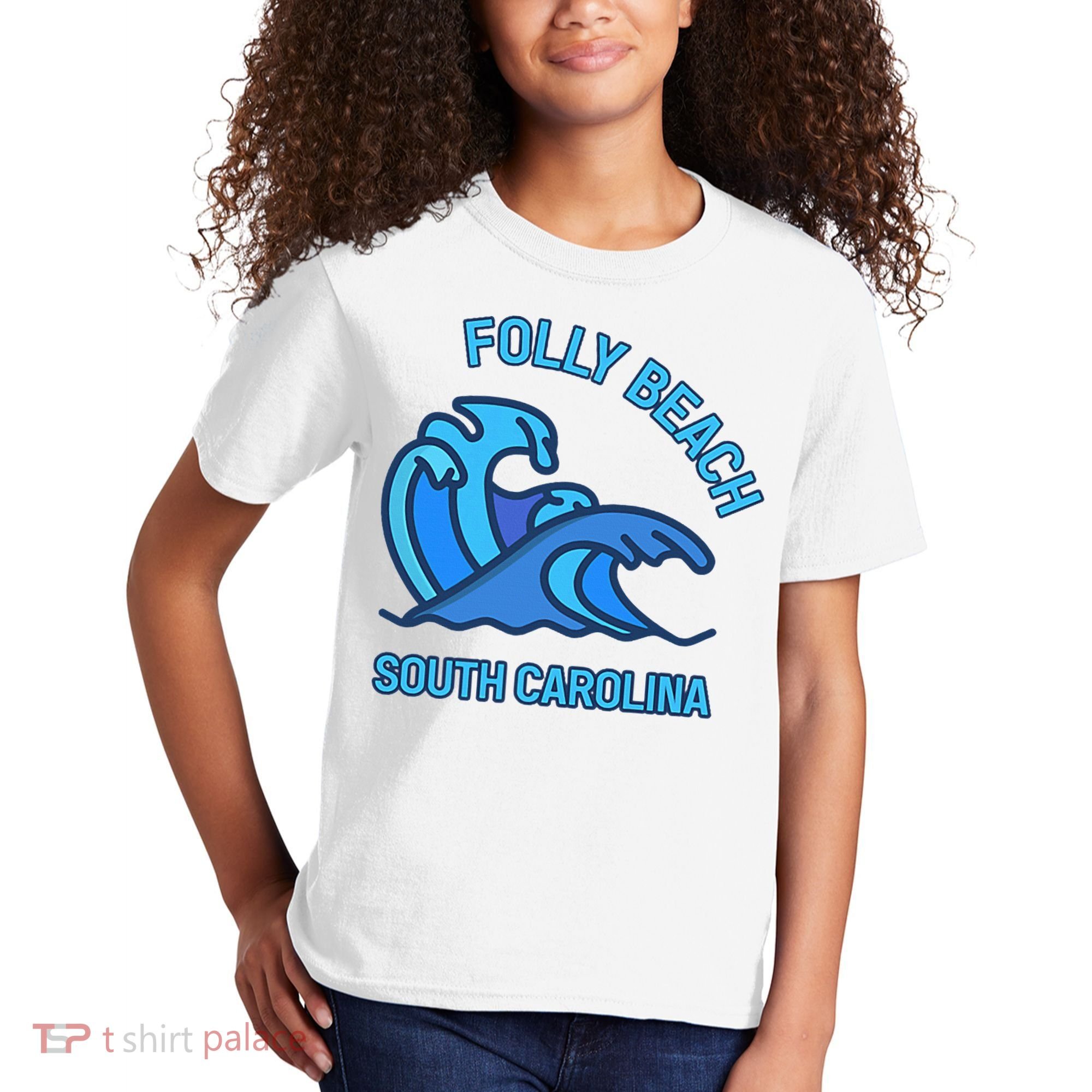 Folly Beach South Carolina Pocket Wave Souvenir Kids T-Shirt