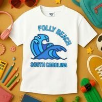 Folly Beach South Carolina Pocket Wave Souvenir Kids T-Shirt thumb 3