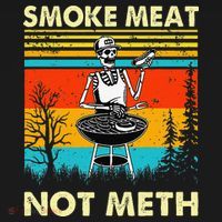 Funny BBQ Skeleton With A Hot Dog Smoke Meat Not Meth Master Women's T-Shirt thumb 6