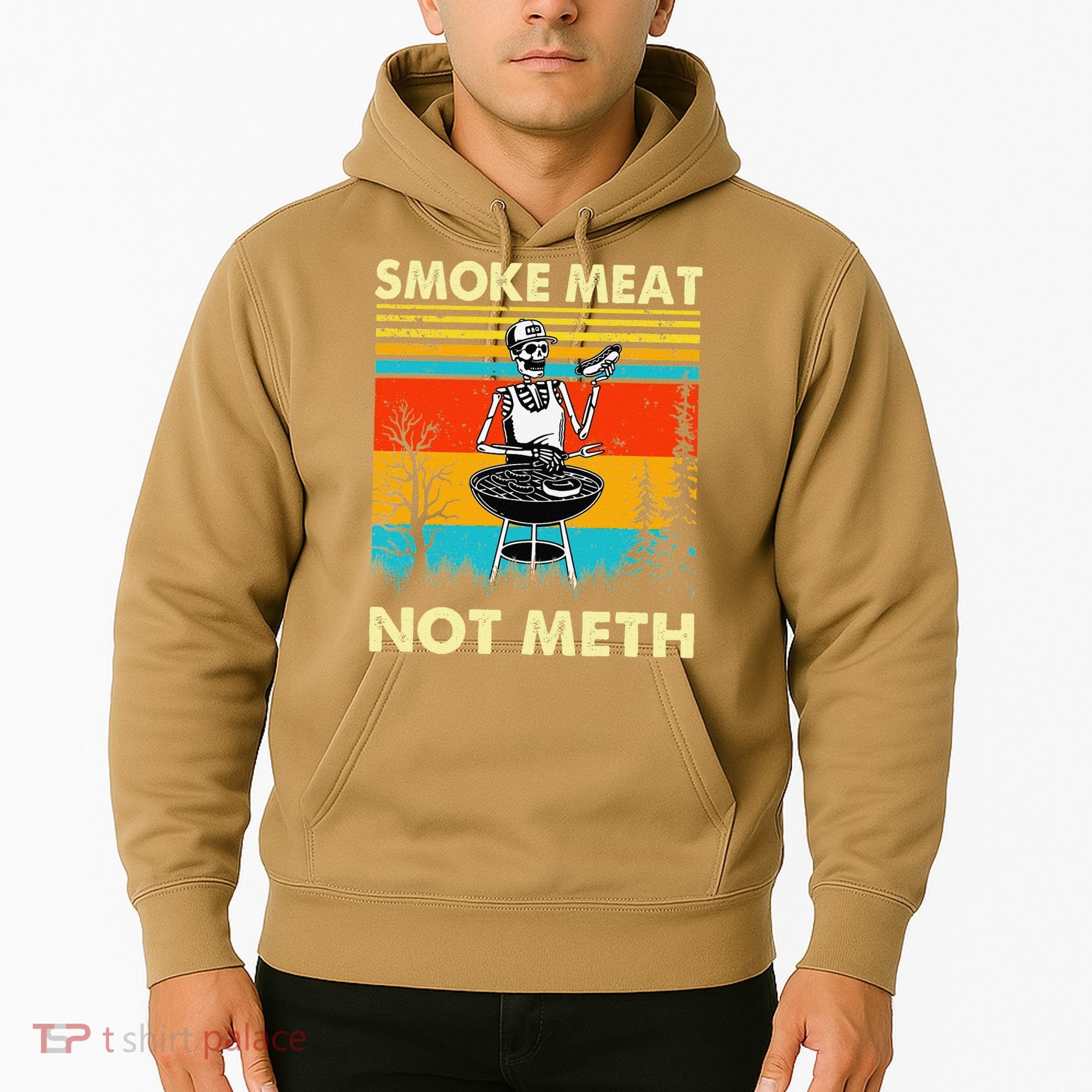 Funny BBQ Skeleton With A Hot Dog Smoke Meat Not Meth Master Hoodie