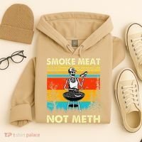 Funny BBQ Skeleton With A Hot Dog Smoke Meat Not Meth Master Hoodie thumb 4