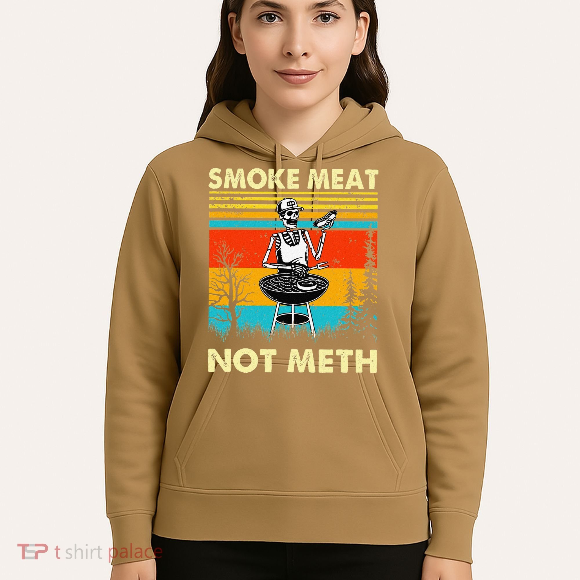 Funny BBQ Skeleton With A Hot Dog Smoke Meat Not Meth Master Hoodie