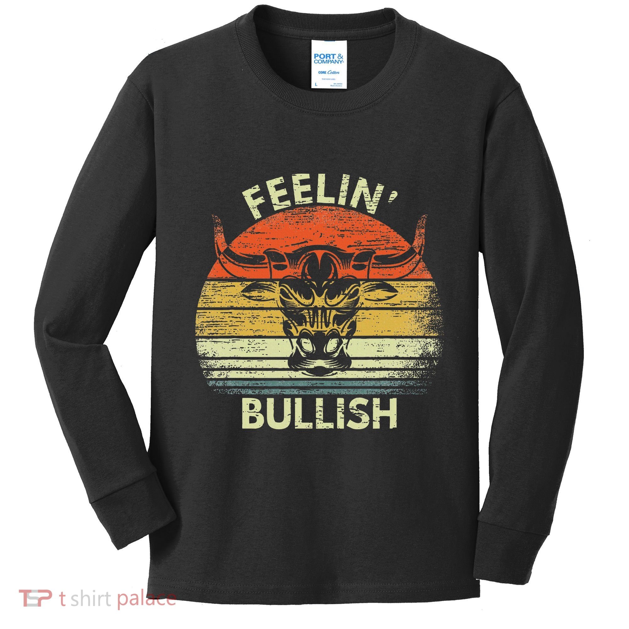 Feelin Bullish Stock Market Bull Traders Trading Kids Long Sleeve Shirt