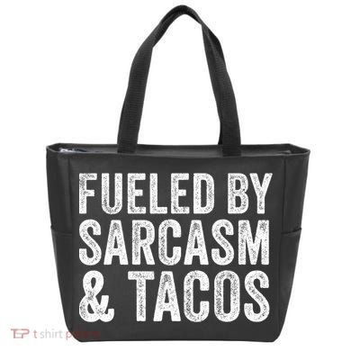 Fueled By Sarcasm & Tacos Funny Saying Sarcastic Tote Bag