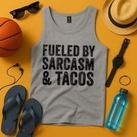 Fueled By Sarcasm & Tacos Funny Saying Sarcastic Tank Top thumb 4