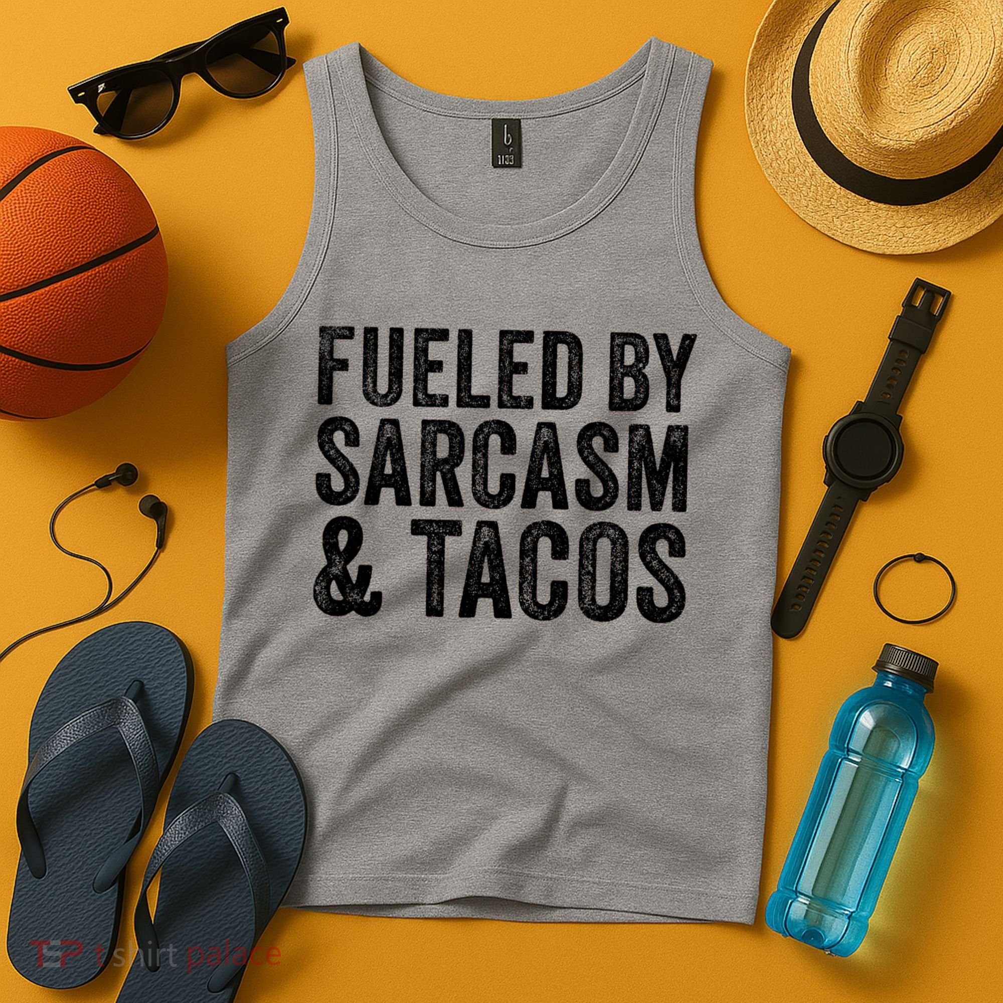 Fueled By Sarcasm & Tacos Funny Saying Sarcastic Tank Top