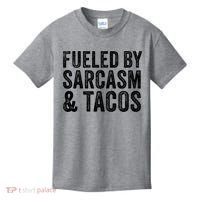 Fueled By Sarcasm & Tacos Funny Saying Sarcastic Kids T-Shirt thumb 0