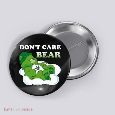 Funny Bear Smoking Weed Cannabis Button