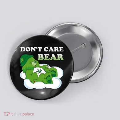 Funny Bear Smoking Weed Cannabis Button
