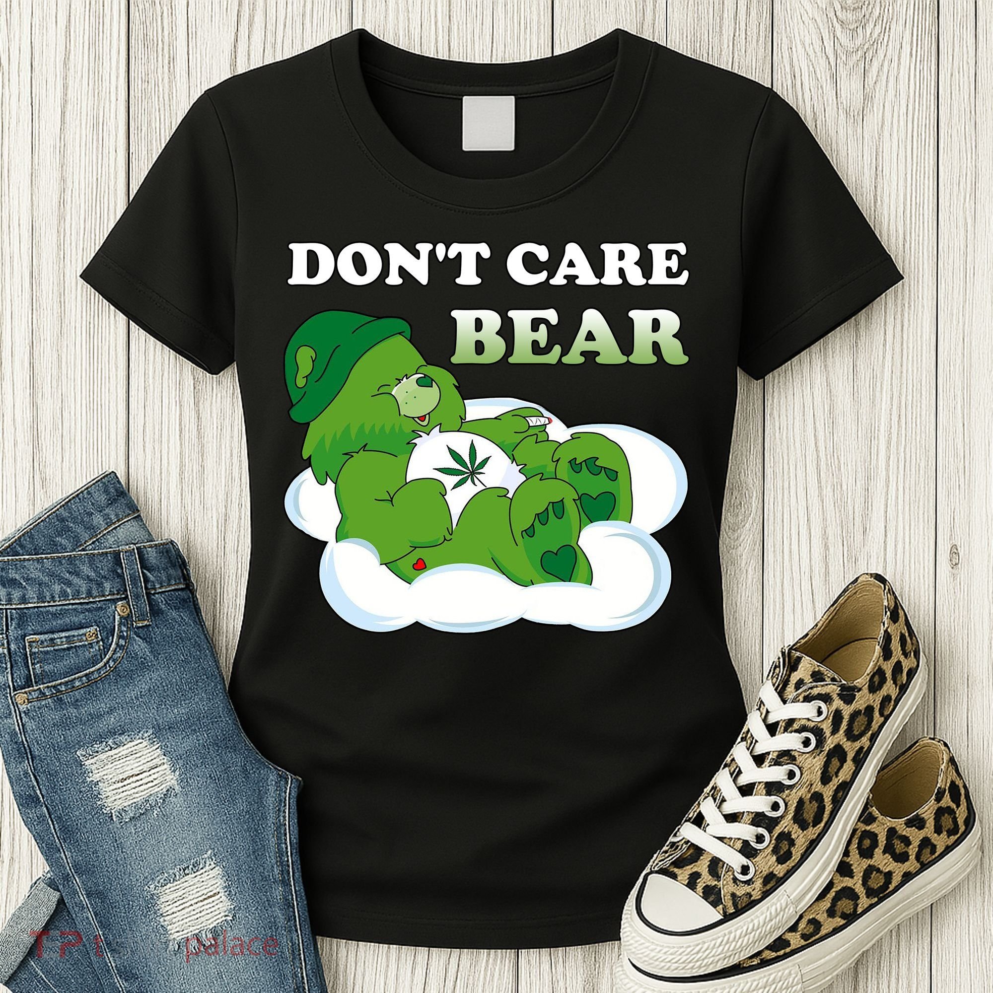 Funny Bear Smoking Weed Cannabis Women's T-Shirt