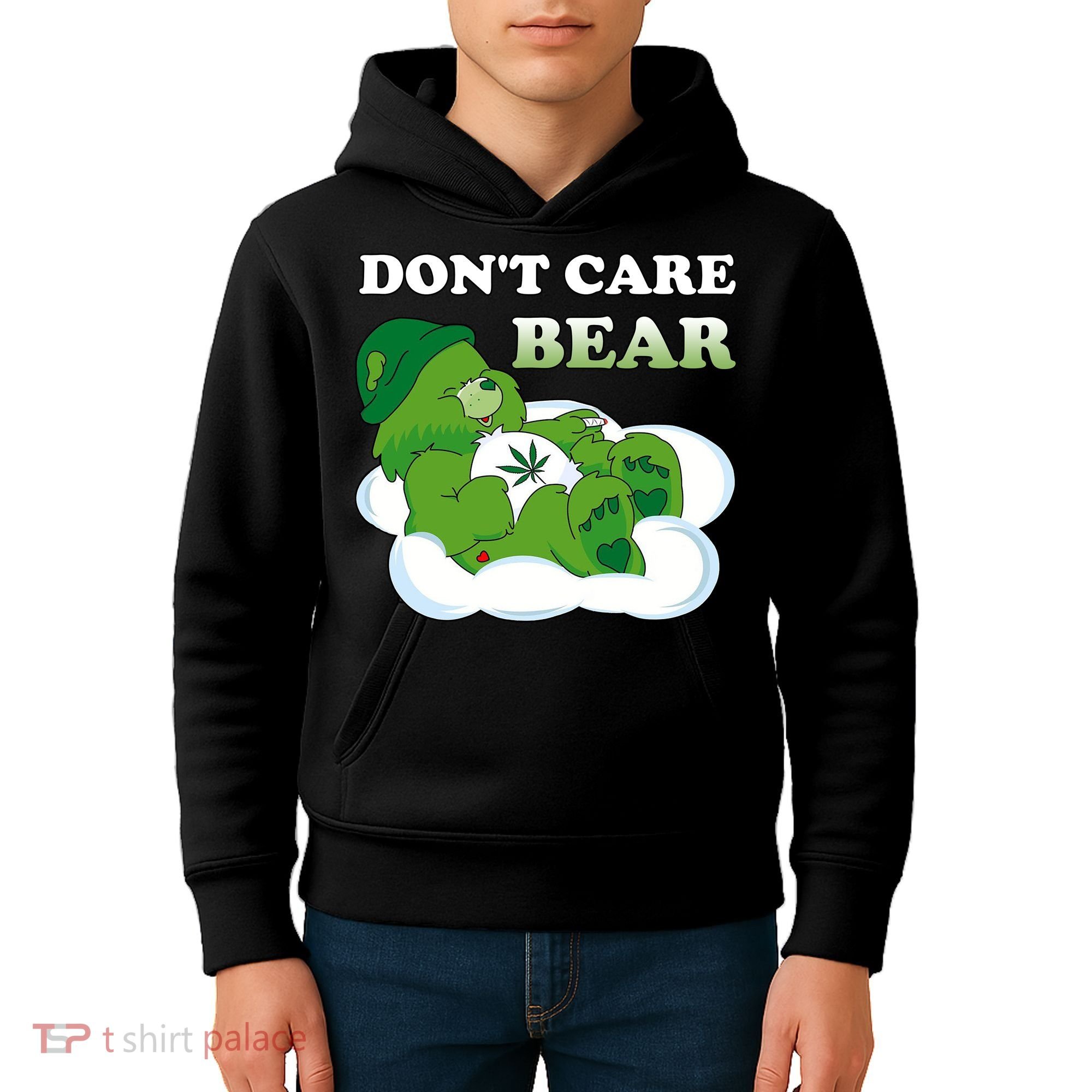 Funny Bear Smoking Weed Cannabis Kids Hoodie