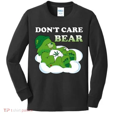 Funny Bear Smoking Weed Cannabis Kids Long Sleeve Shirt