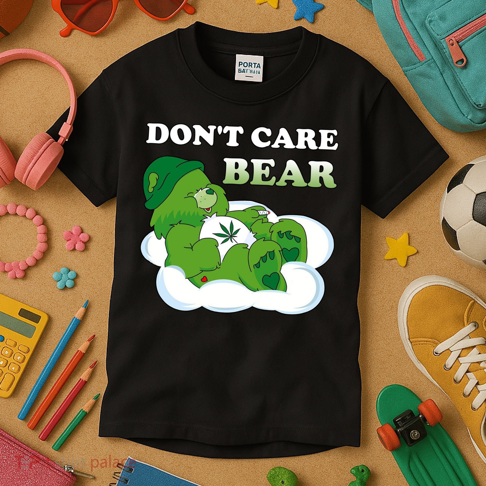 Funny Bear Smoking Weed Cannabis Kids T-Shirt