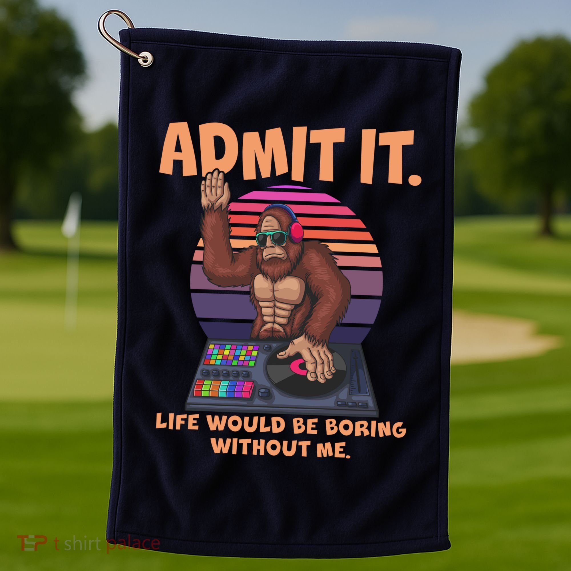 Funny Bigfoot Sasquatch Admit It Life Would Be Boring Without Me Golf Towel