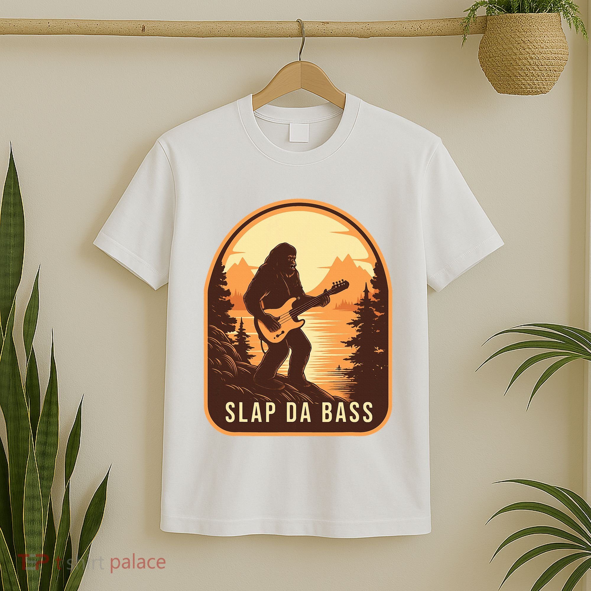 Funny Bigfoot Slap Da Bass Sasquatch Music Lover Bassist T-Shirt