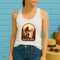 Funny Bigfoot Slap Da Bass Sasquatch Music Lover Bassist Women's Tank Top thumb 2
