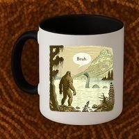 Funny Bigfoot Sasquatch Loch Ness Monster Introvert Bruh Coffee Mug thumb 2