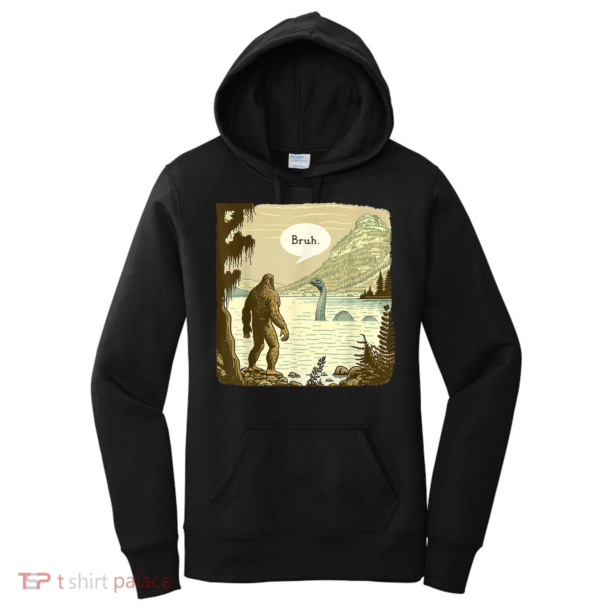 Funny Bigfoot Sasquatch Loch Ness Monster Introvert Bruh Women's Hoodie