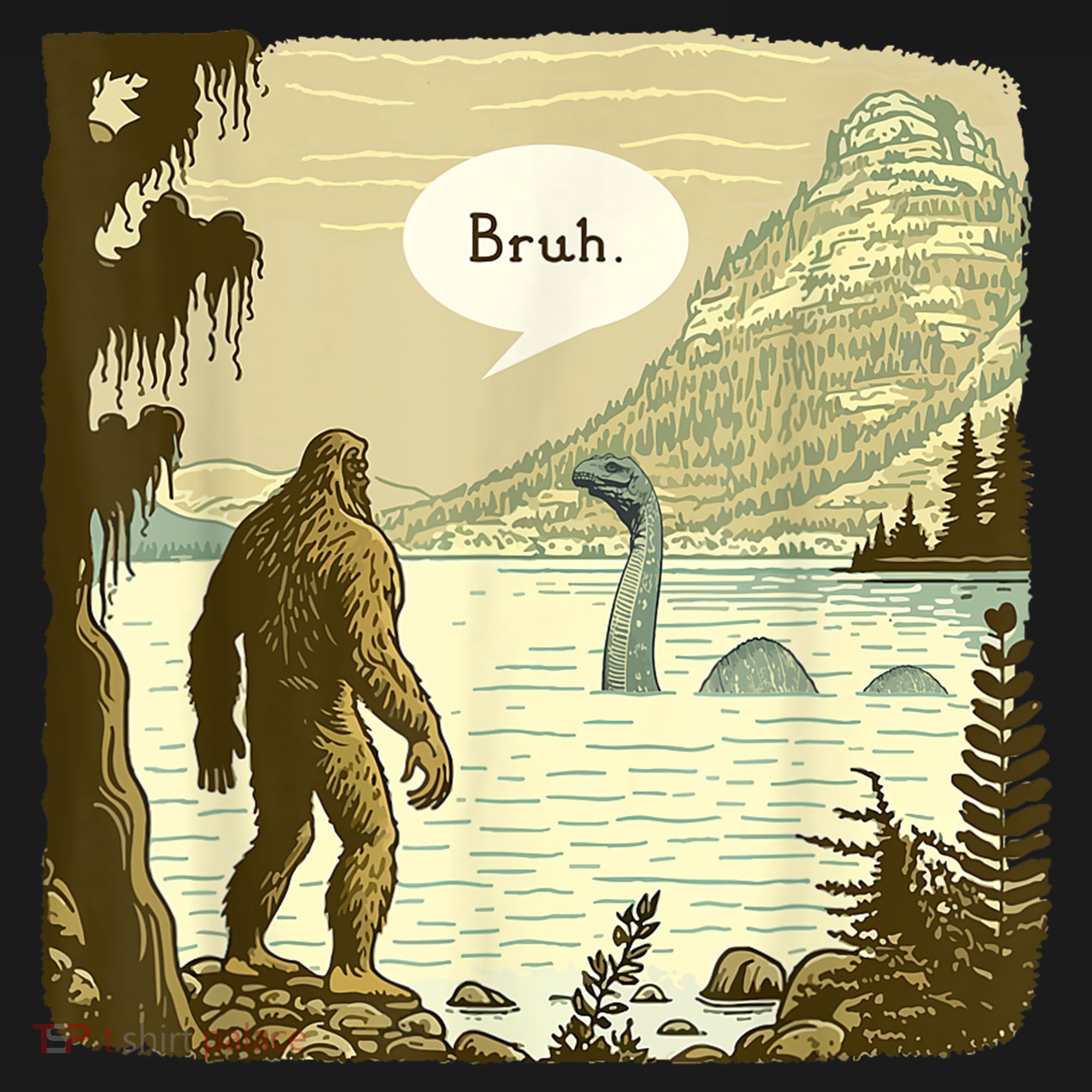 Funny Bigfoot Sasquatch Loch Ness Monster Introvert Bruh Mousepad