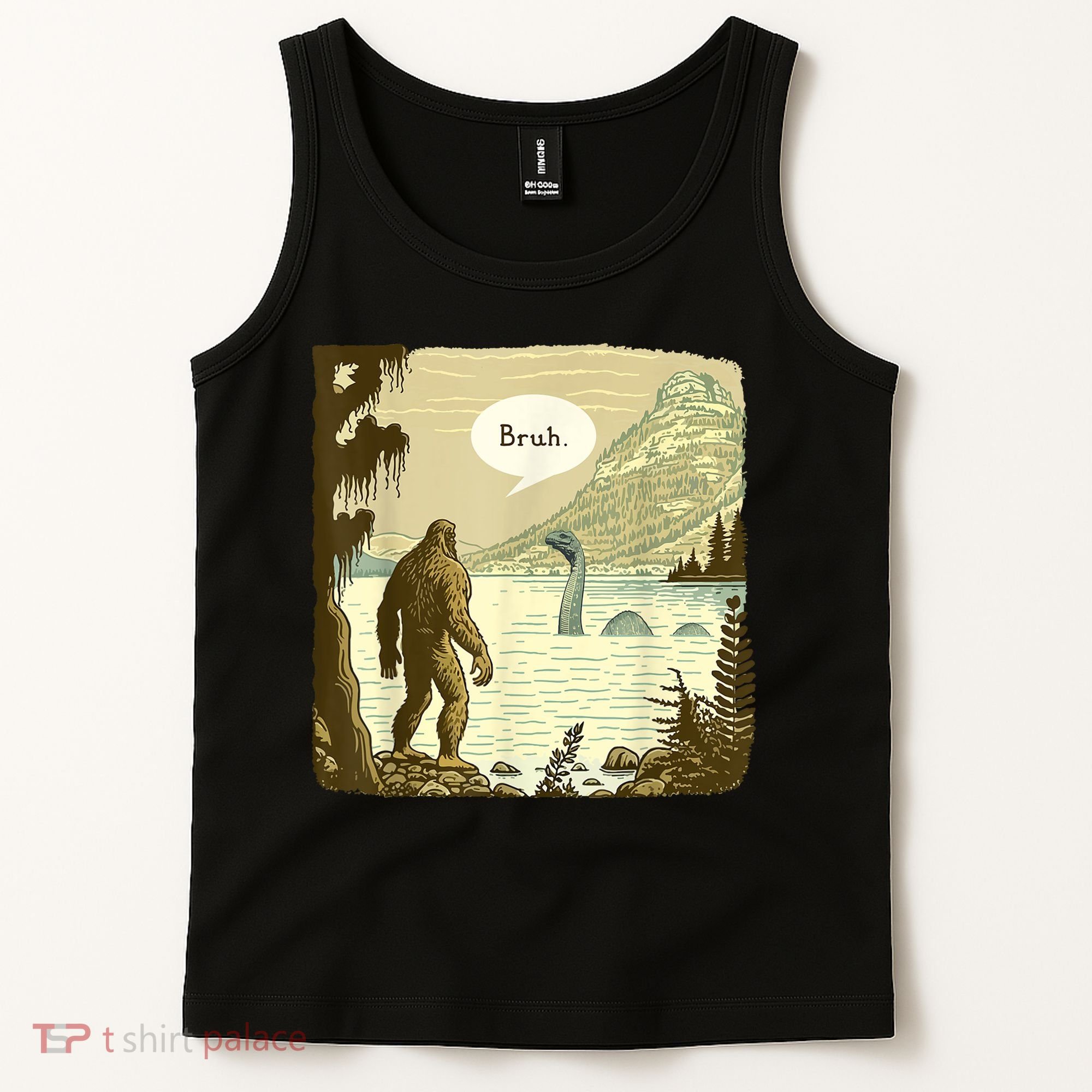 Funny Bigfoot Sasquatch Loch Ness Monster Introvert Bruh Tank Top