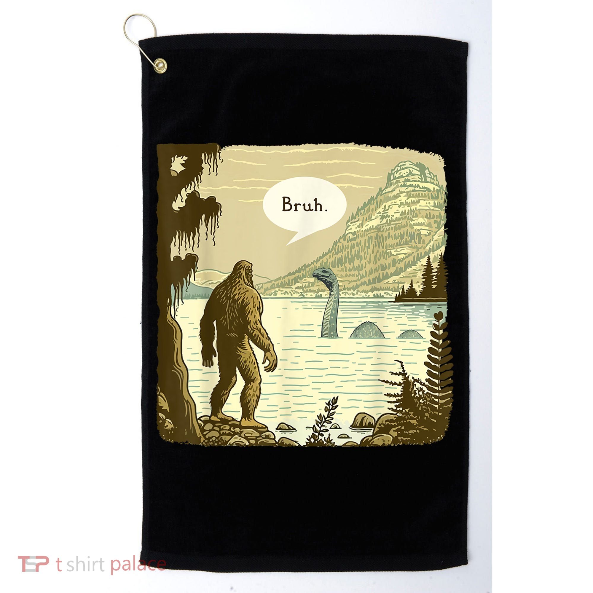 Funny Bigfoot Sasquatch Loch Ness Monster Introvert Bruh Golf Towel