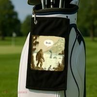 Funny Bigfoot Sasquatch Loch Ness Monster Introvert Bruh Golf Towel thumb 2