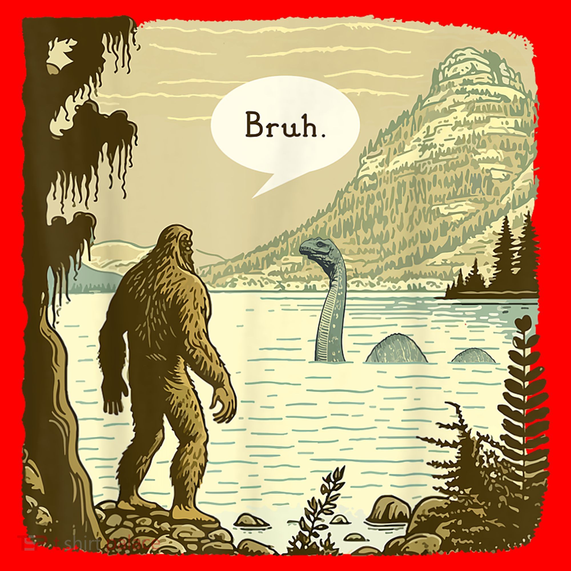 Funny Bigfoot Sasquatch Loch Ness Monster Introvert Bruh Santa Hat