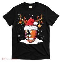 Football Ball Santa Hat Reindeer Christmas Lights Boys Mens T-Shirt thumb 0