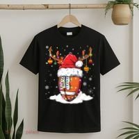 Football Ball Santa Hat Reindeer Christmas Lights Boys Mens T-Shirt thumb 2