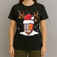 Football Ball Santa Hat Reindeer Christmas Lights Boys Mens T-Shirt thumb 4