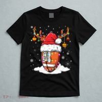 Football Ball Santa Hat Reindeer Christmas Lights Boys Mens T-Shirt thumb 5