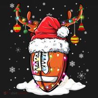 Football Ball Santa Hat Reindeer Christmas Lights Boys Mens Women's Hoodie thumb 2
