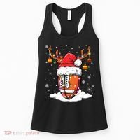 Football Ball Santa Hat Reindeer Christmas Lights Boys Mens Women's Tank Top thumb 0