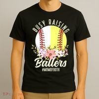 Funny Baseball Softball Mom Of Both Busy Raising Ballers T-Shirt thumb 3