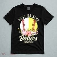 Funny Baseball Softball Mom Of Both Busy Raising Ballers T-Shirt thumb 5