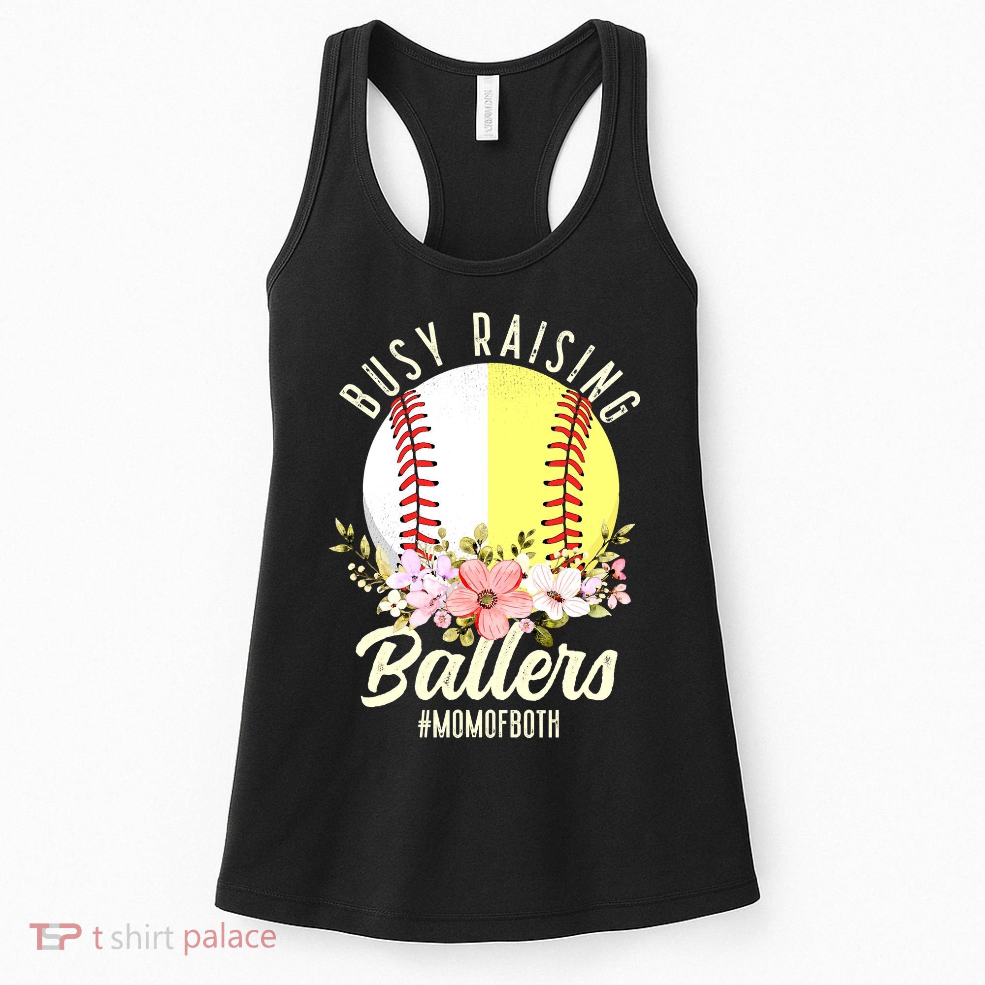 Funny Baseball Softball Mom Of Both Busy Raising Ballers Women's Tank Top