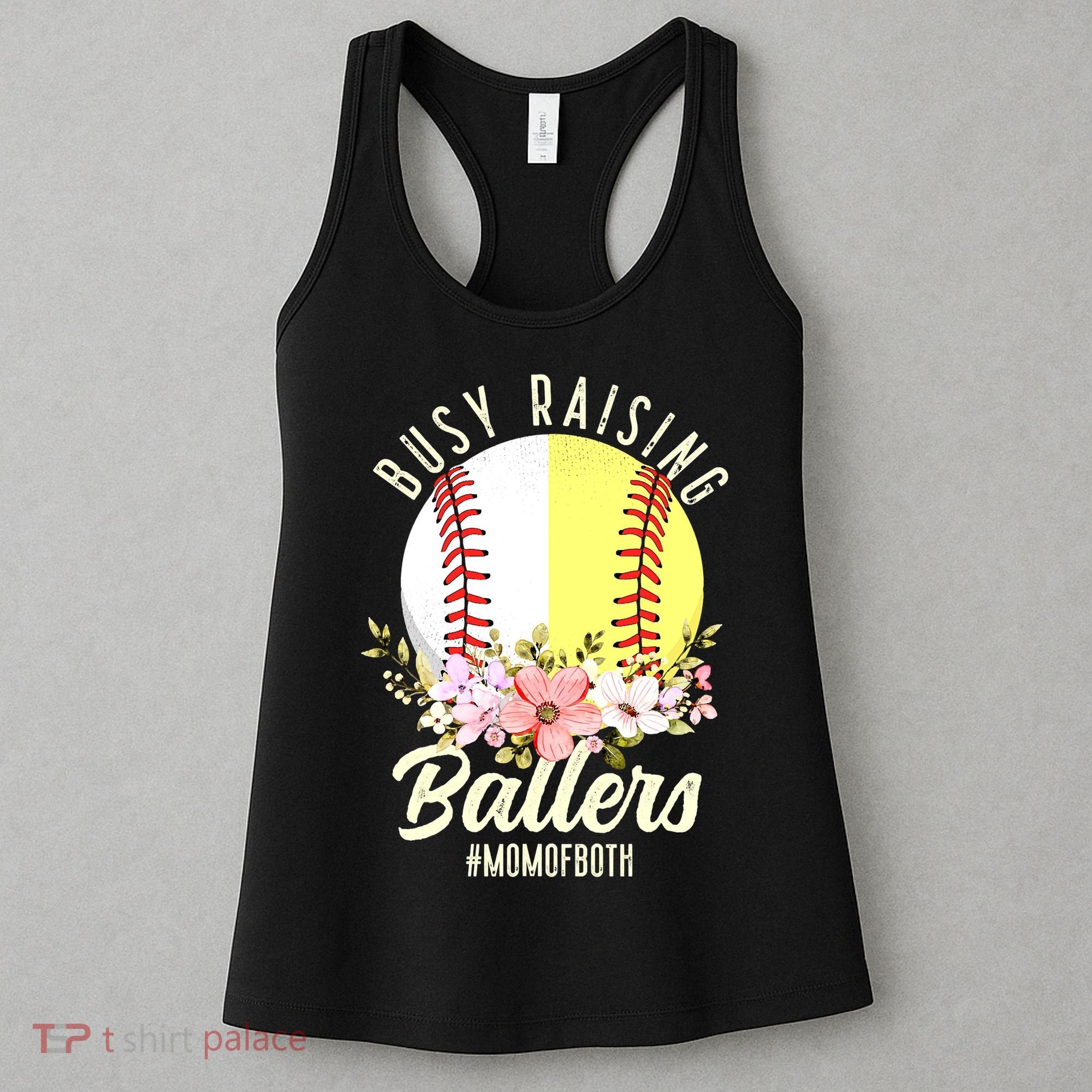 Funny Baseball Softball Mom Of Both Busy Raising Ballers Women's Tank Top