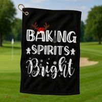 Funny Baking Spirits Bright Christmas Golf Towel thumb 1