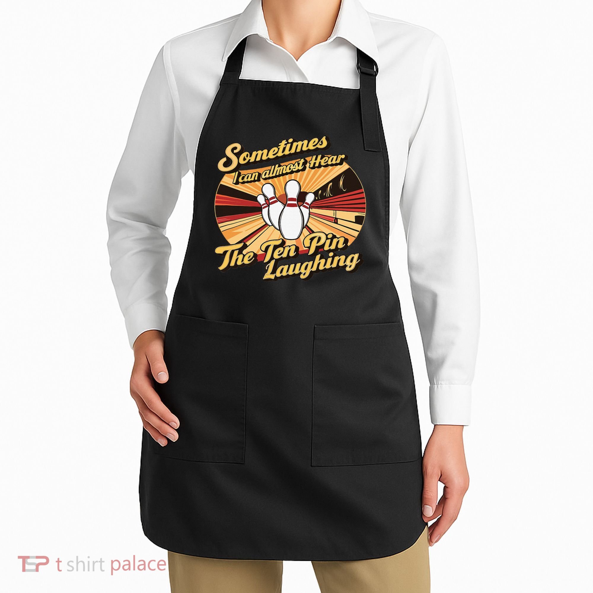 Funny Bowling Ten Pin Laughing Apron