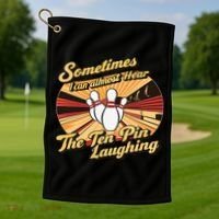 Funny Bowling Ten Pin Laughing Golf Towel thumb 1