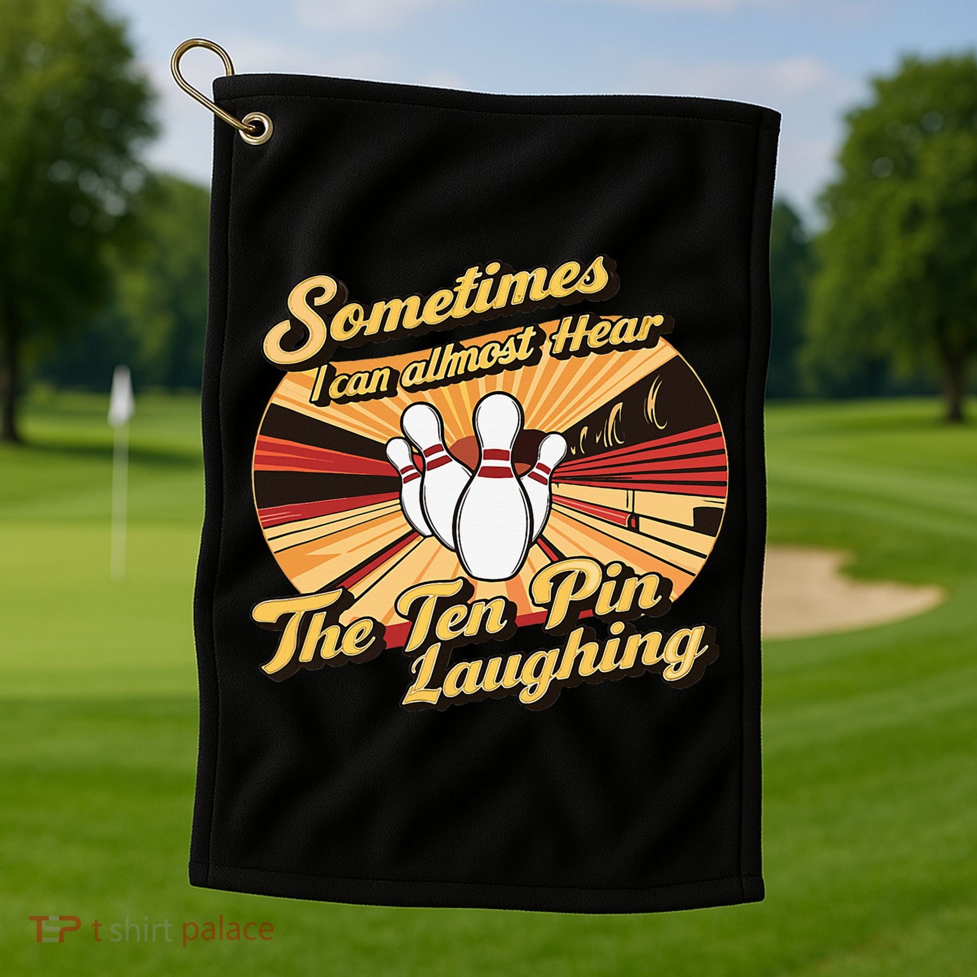 Funny Bowling Ten Pin Laughing Golf Towel