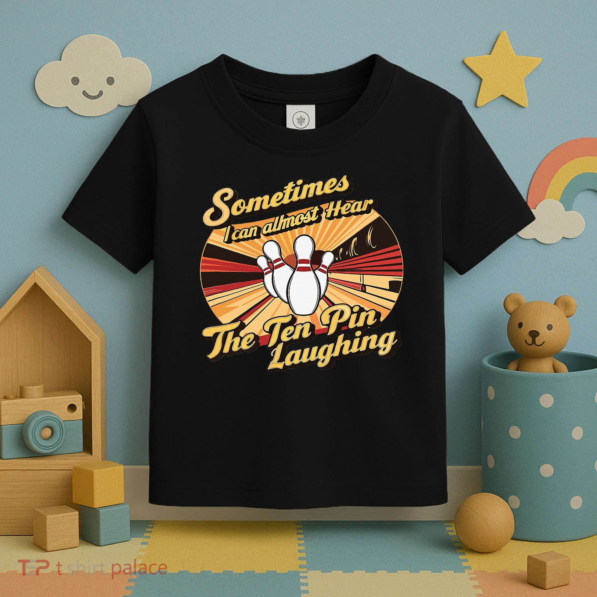 Funny Bowling Ten Pin Laughing Toddler T-Shirt